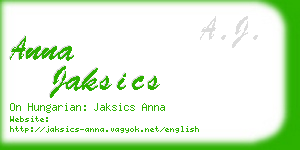 anna jaksics business card